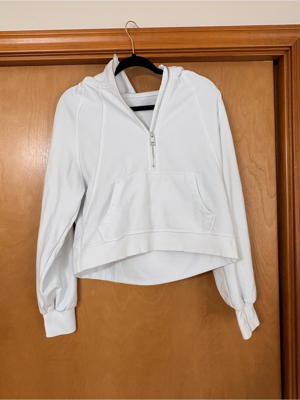 White Half-Zip Hooded Pullover Sweatshirt